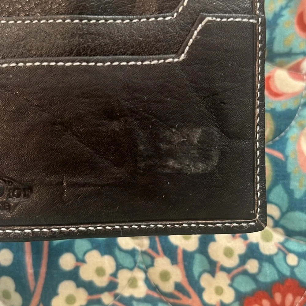 Vintage Christian Dior black leather card holder
